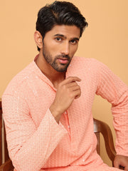 Embroidered & Sequence Kurtas for Men ( KO 5177 Peach ) [FF] [K-15-16]
