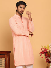 Embroidered & Sequence Kurtas for Men ( KO 5177 Peach ) [FF] [K-15-16]