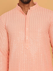 Embroidered & Sequence Kurtas for Men ( KO 5177 Peach ) [FF] [K-15-16]