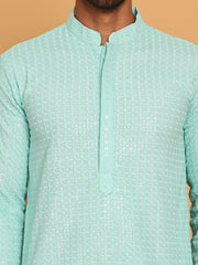 Embroidered & Sequence Kurtas for Men ( KO 5177 Sky ) [FF] [K-15-16]