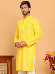 Embroidered & Sequence Kurtas for Men ( KO 5177 Yellow ) [FF] [K-15-16]