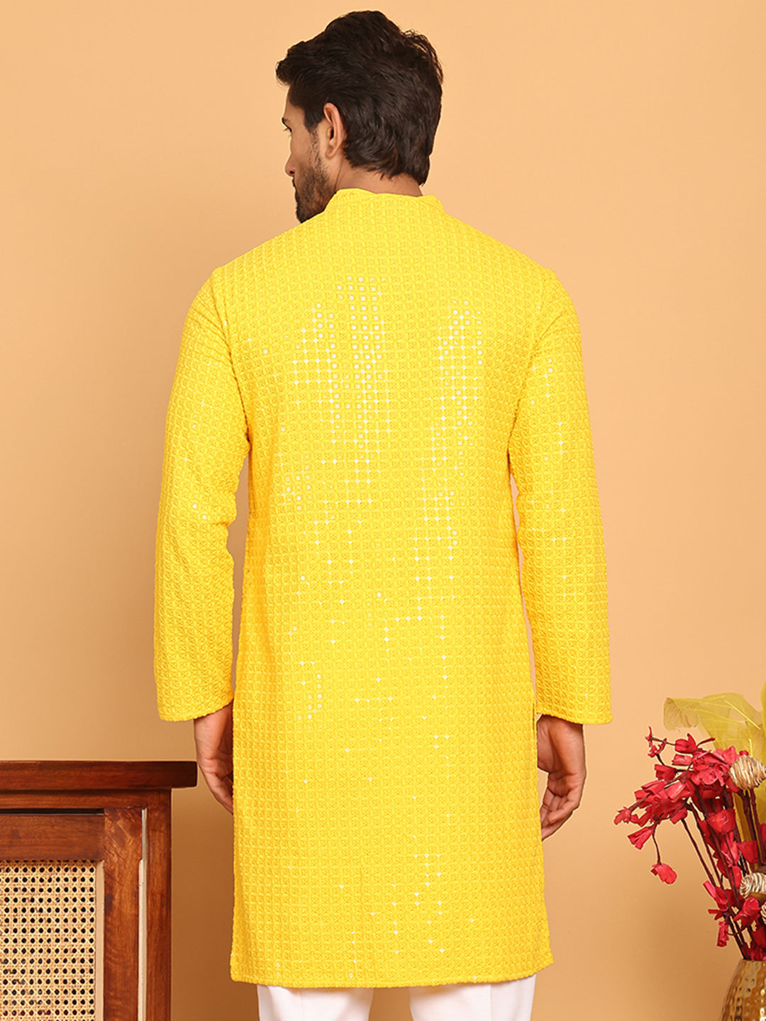 DesiQlo Men Embroidered Kurta Only - Yellow - KO_5177Yellow_S