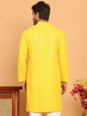 Embroidered & Sequence Kurtas for Men ( KO 5177 Yellow ) [FF] [K-15-16]
