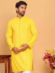 Embroidered & Sequence Kurtas for Men ( KO 5177 Yellow ) [FF] [K-15-16]