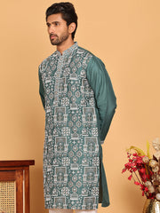 Embroidered Straight Kurtas For Men ( KO 5178 Green ) [FF] [J-2-3]