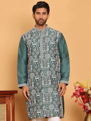 Embroidered Straight Kurtas For Men ( KO 5178 Green ) [FF] [J-2-3]
