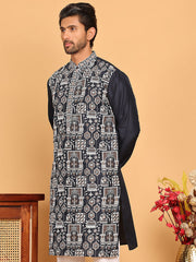 Embroidered Straight Kurtas For Men ( KO 5178 Navy ) [FF] [J-2-3]
