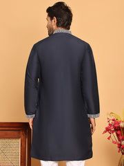 Embroidered Straight Kurtas For Men ( KO 5178 Navy ) [FF] [J-2-3]