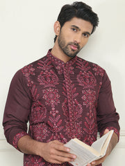 Embroidered Straight Kurtas For Men ( KO 5180 Purple ) [FF] [B-9]