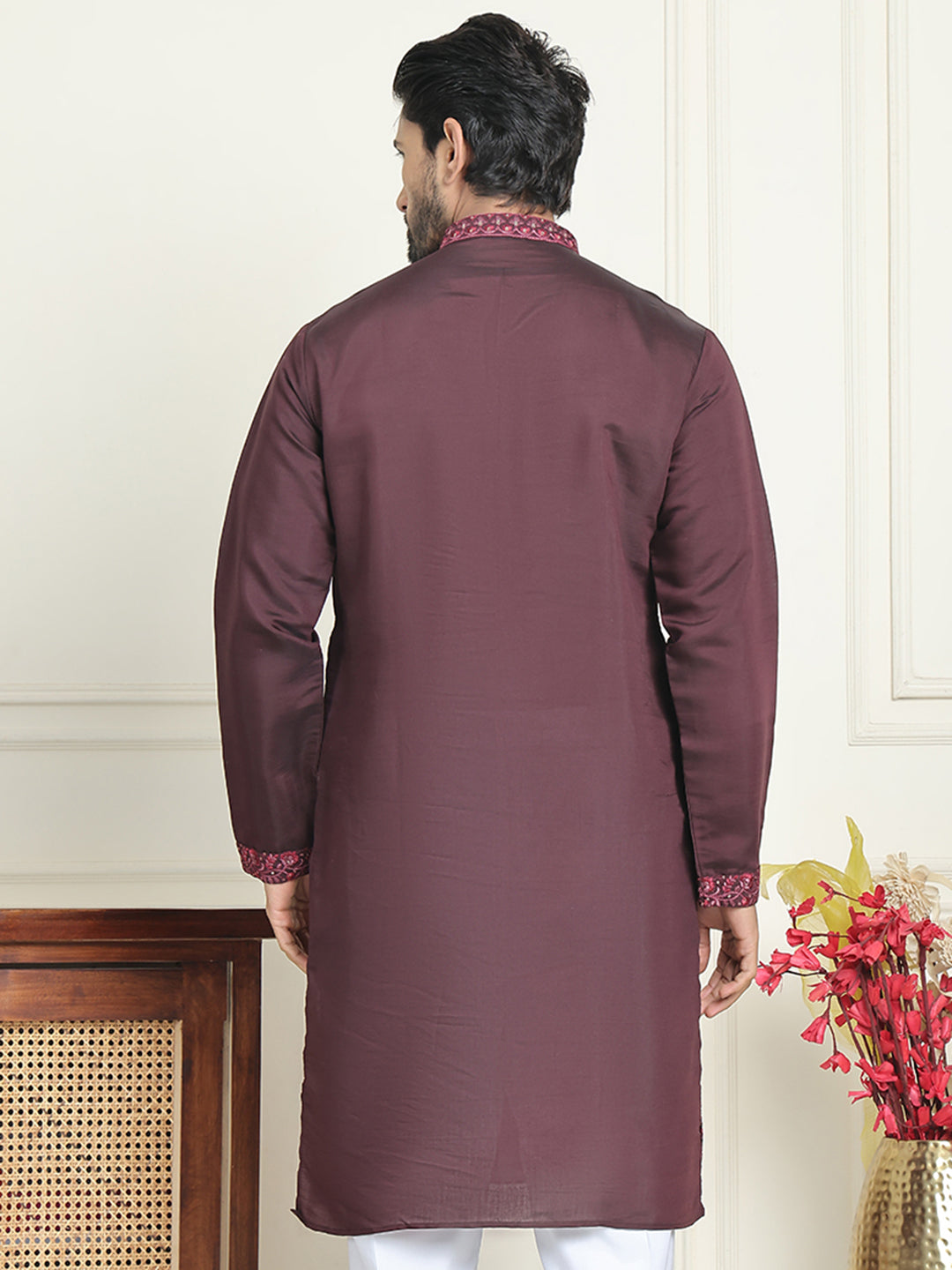 DesiQlo Men Embroidered Kurta Only - Purple - KO_5180Purple_S