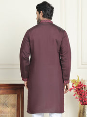 Embroidered Straight Kurtas For Men ( KO 5180 Purple ) [FF] [B-9]