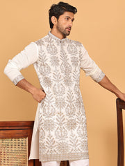 Embroidered Straight Kurtas For Men ( KO 5180 White ) [FF] [B-9]