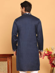 Embroidered Straight Kurtas For Men ( KO 5181 Navy ) [FF] [E-8]