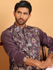 Embroidered Straight Kurtas For Men ( KO 5181 Purple ) [FF] [E-8]