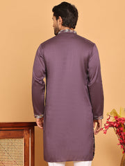 Embroidered Straight Kurtas For Men ( KO 5181 Purple ) [FF] [E-8]