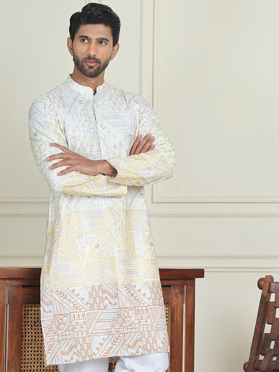 Embroidered, Ombre Design Kurtas ( KO 5186 Yellow ) [FF] [J-4-3]