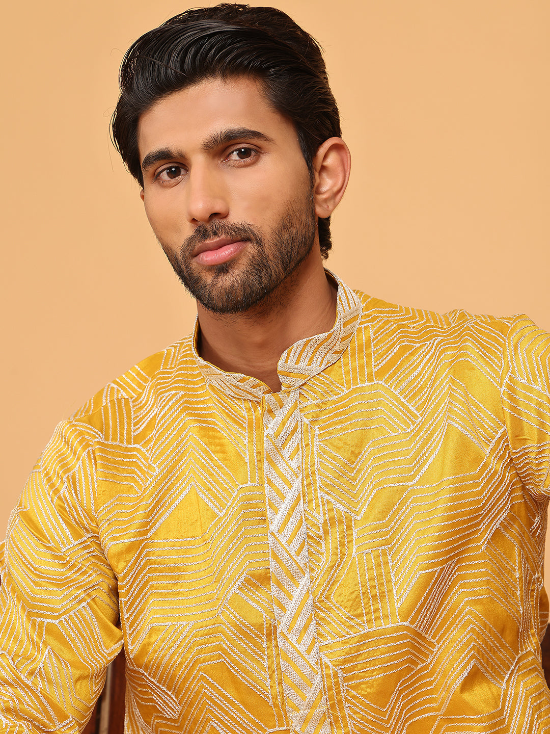 Embroidered straight Kurtas ( KO 5187 Mustard ) [FF] [J-2]