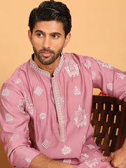 Embroidered Silk Blend Kurtas ( KO 5191 Magenta ) [FF] [Q-19]