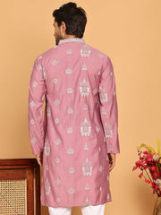 Embroidered Silk Blend Kurtas ( KO 5191 Magenta ) [FF] [Q-19]