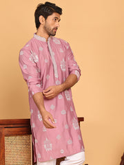 Embroidered Silk Blend Kurtas ( KO 5191 Magenta ) [FF] [Q-19]