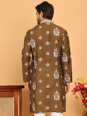 Embroidered Silk Blend Kurtas ( KO 5191 Mehndi ) [FF] [Q-19]