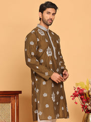 Embroidered Silk Blend Kurtas ( KO 5191 Mehndi ) [FF] [Q-19]