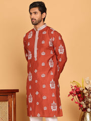 Embroidered Silk Blend Kurtas ( KO 5191 Rust ) [FF] [Q-19]