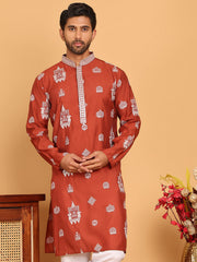 Embroidered Silk Blend Kurtas ( KO 5191 Rust ) [FF] [Q-19]