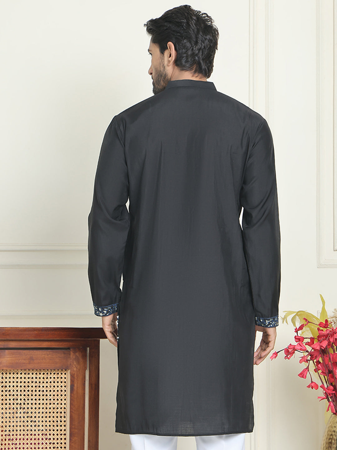 DesiQlo Men Embroidered Kurta Only - Blue - KO_5196Blue_S