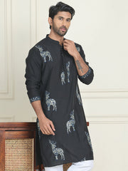 Animal Embroidered Kurtas. ( KO 5196 Blue ) [FF] [H-7]