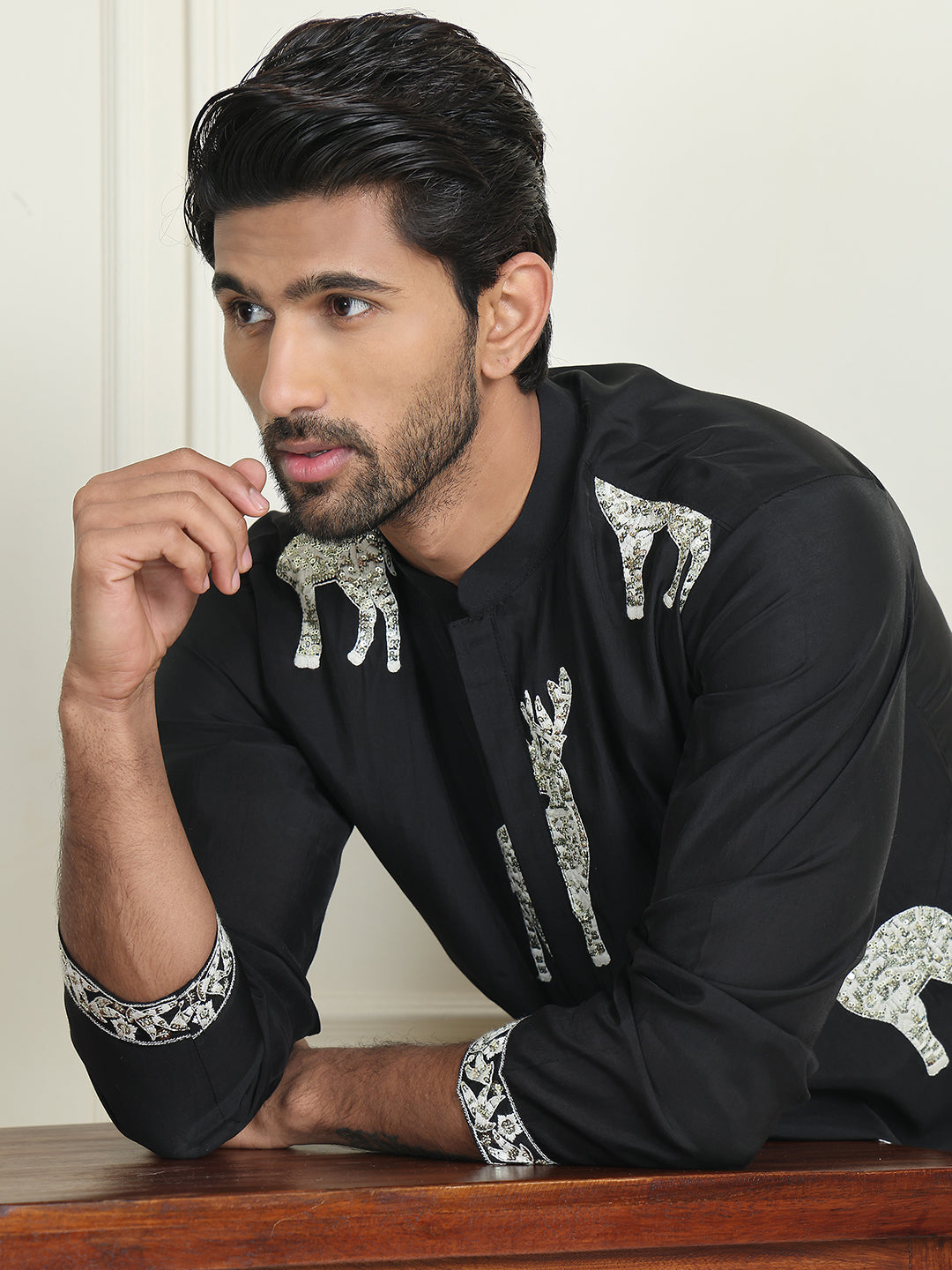Animal Embroidered Kurtas. ( KO 5196 White ) [FF] [H-7]