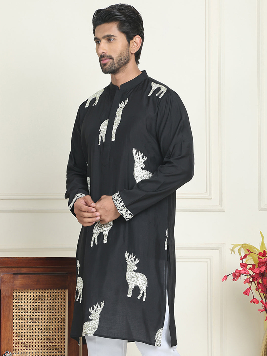 DesiQlo Men Embroidered Kurta Only - White - KO_5196White_S