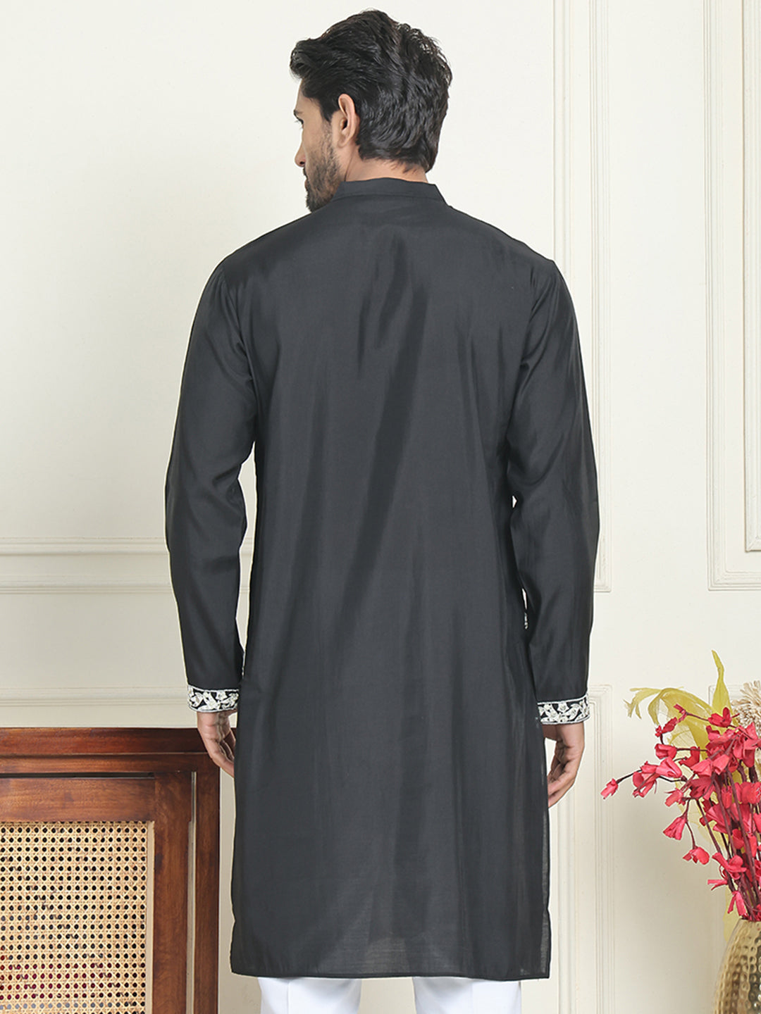 DesiQlo Men Embroidered Kurta Only - White - KO_5196White_S