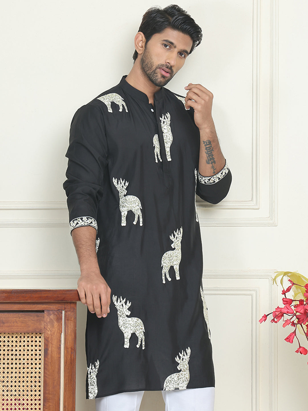 DesiQlo Men Embroidered Kurta Only - White - KO_5196White_S