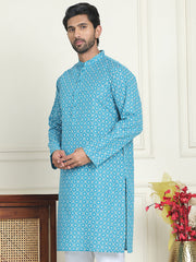 Men's Geometric Printed Kurtas. ( KO 5198 Blue ) [FF] [L-19-18]