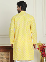 Men's Geometric Printed Kurtas. ( KO 5198 Lemon ) [FF] [L-19-18]