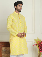 Men's Geometric Printed Kurtas. ( KO 5198 Lemon ) [FF] [L-19-18]