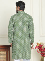 Men's Geometric Printed Kurtas. ( KO 5198 Olive ) [FF] [L-19-18]