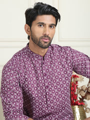 Men's Geometric Printed Kurtas. ( KO 5198 Purple ) [FF] [L-19-18]