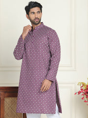Men's Geometric Printed Kurtas. ( KO 5198 Purple ) [FF] [L-19-18]