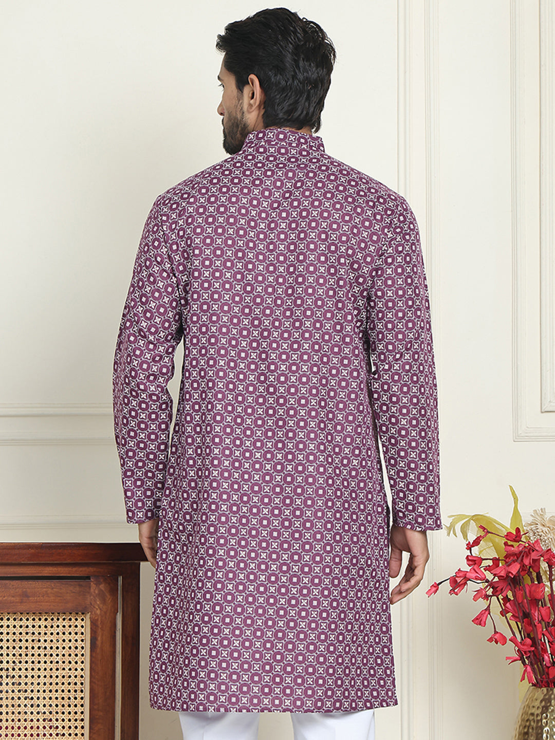 DesiQlo Men Printed Kurta Only - Purple - KO_5198Purple_S