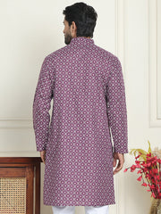 Men's Geometric Printed Kurtas. ( KO 5198 Purple ) [FF] [L-19-18]