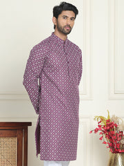 Men's Geometric Printed Kurtas. ( KO 5198 Purple ) [FF] [L-19-18]