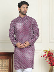 Men's Geometric Printed Kurtas. ( KO 5198 Purple ) [FF] [L-19-18]