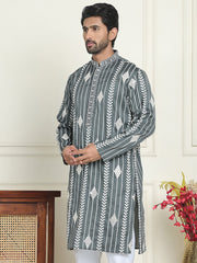 Embroidery and mirror work straight Kurtas. ( KO 5199 Grey ) [FF] [ I1 & I2 ]