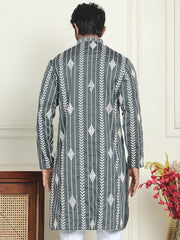 Embroidery and mirror work straight Kurtas. ( KO 5199 Grey ) [FF] [ I1 & I2 ]