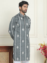 Embroidery and mirror work straight Kurtas. ( KO 5199 Grey ) [FF] [ I1 & I2 ]