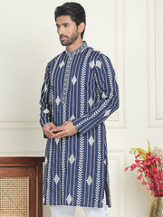 Embroidery and mirror work straight Kurtas. ( KO 5199 Navy ) [FF] [ I1 & I2 ]