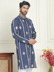 Embroidery and mirror work straight Kurtas. ( KO 5199 Navy ) [FF] [ I1 & I2 ]