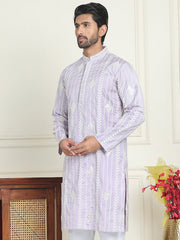 Embroidery and mirror work straight Kurtas. ( KO 5199 lavender ) [FF] [ I1 & I2 ]